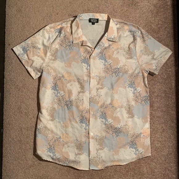 Mens Boohoo Champagne Short Sleeve Shirt - Picture 2 of 5